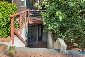 Outside stairwell to lower level.
