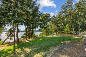 Lawn needs greening but the view of Gig Harbor beyond Puget Sound makes up for it